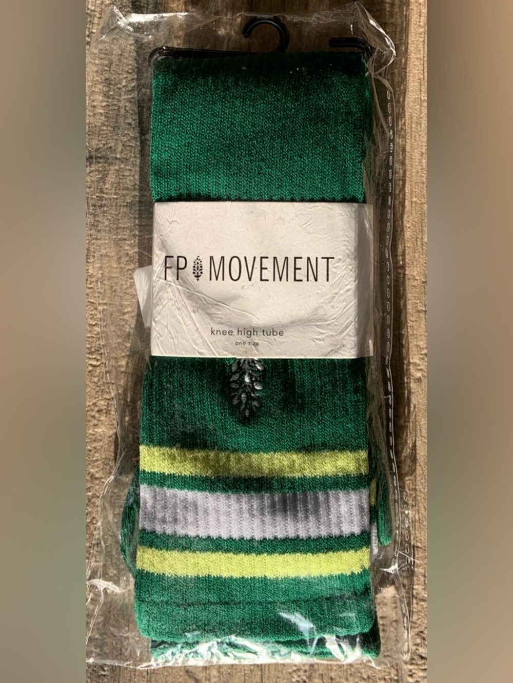 Free People Movement ~ Knee High Logo Stripe Socks ~ Green/Verde * NWT - Picture 8 of 16